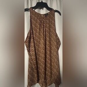 Worthington Brown Geometric Sleeveless Blouse